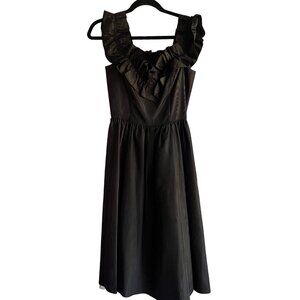 Vintage GUNNE SAX Size 9 Black Gothic Romantic Ruffle Trim Vintage Dress